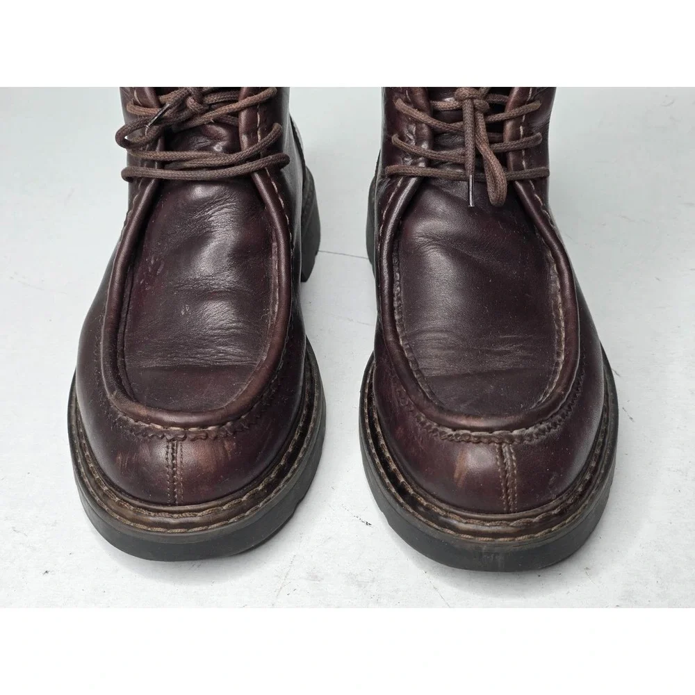J CREW Men's Boots Size 10 Brown Leather Chukka Lace‎ Up 3-eye Shoes Italy Made